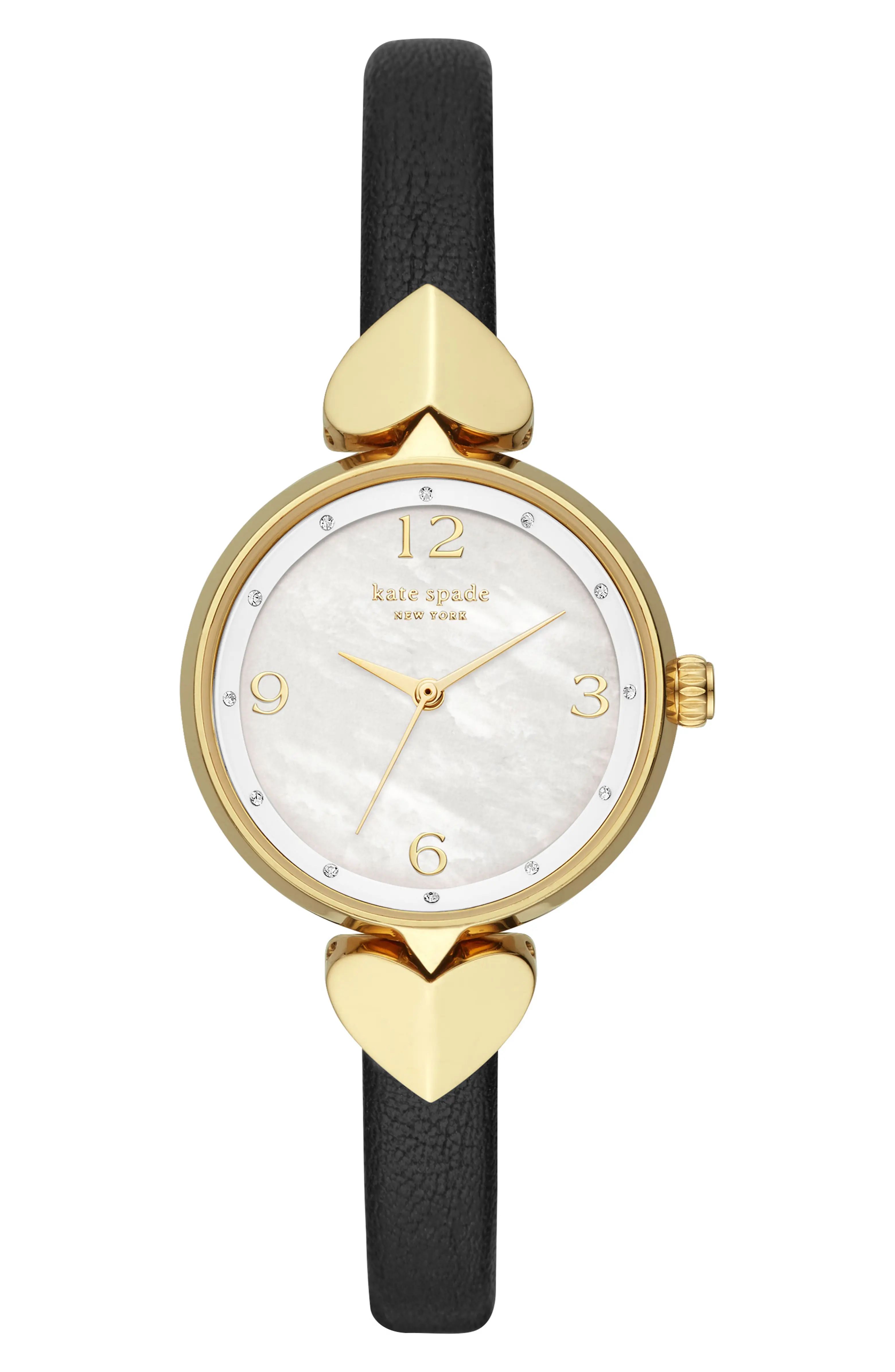hollis leather strap watch, 30mm | Nordstrom