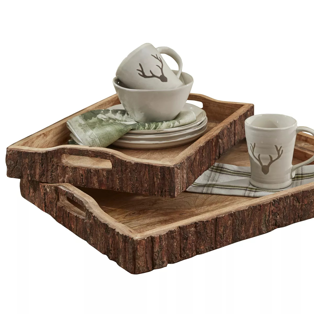 Park Designs Wood With Bark Edge Trays | Target
