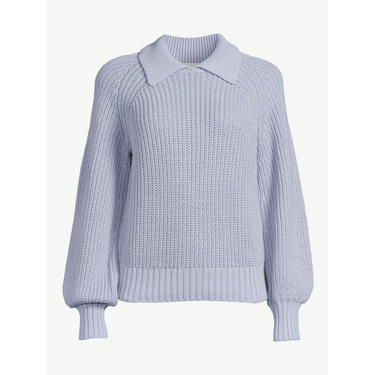 Free Assembly Women’s Polo Sweater with Long Raglan Sleeves | Walmart (US)