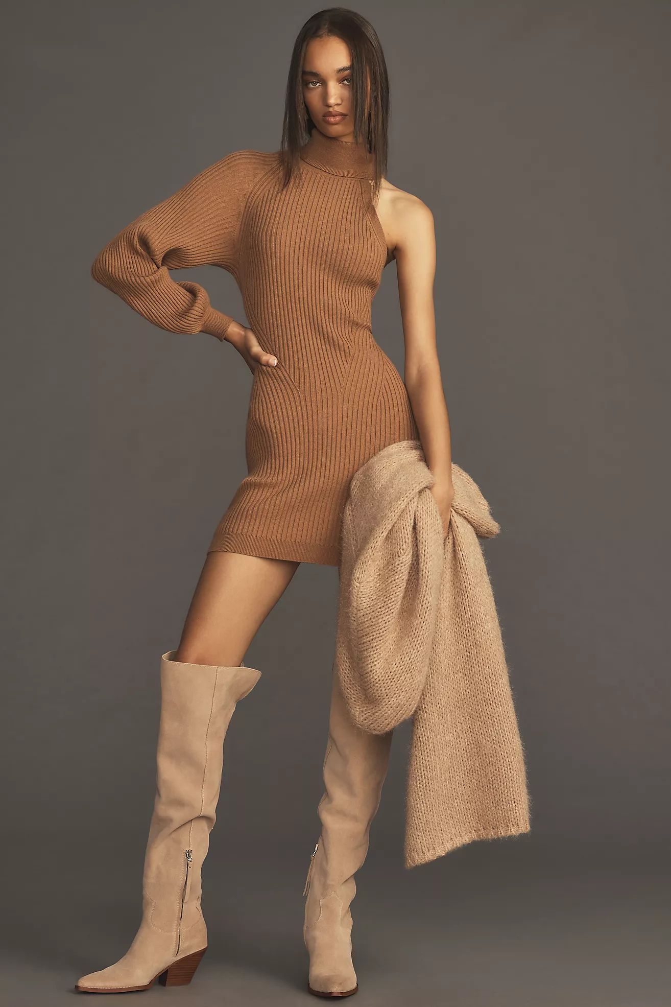 By Anthropologie Asymmetrical Slim Sweater Mini Dress | Anthropologie (US)