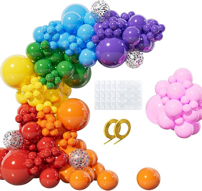 162 Pcs Rainbow Garland Balloon Kit mixed size 18 10 5 Inch Rainbow arch balloon kit for Birthday... | Amazon (US)