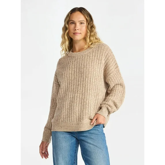 Time and Tru Women's and Women’s Plus Textured Stitch Sweater, Midweight, Sizes XS-4X | Walmart (US)