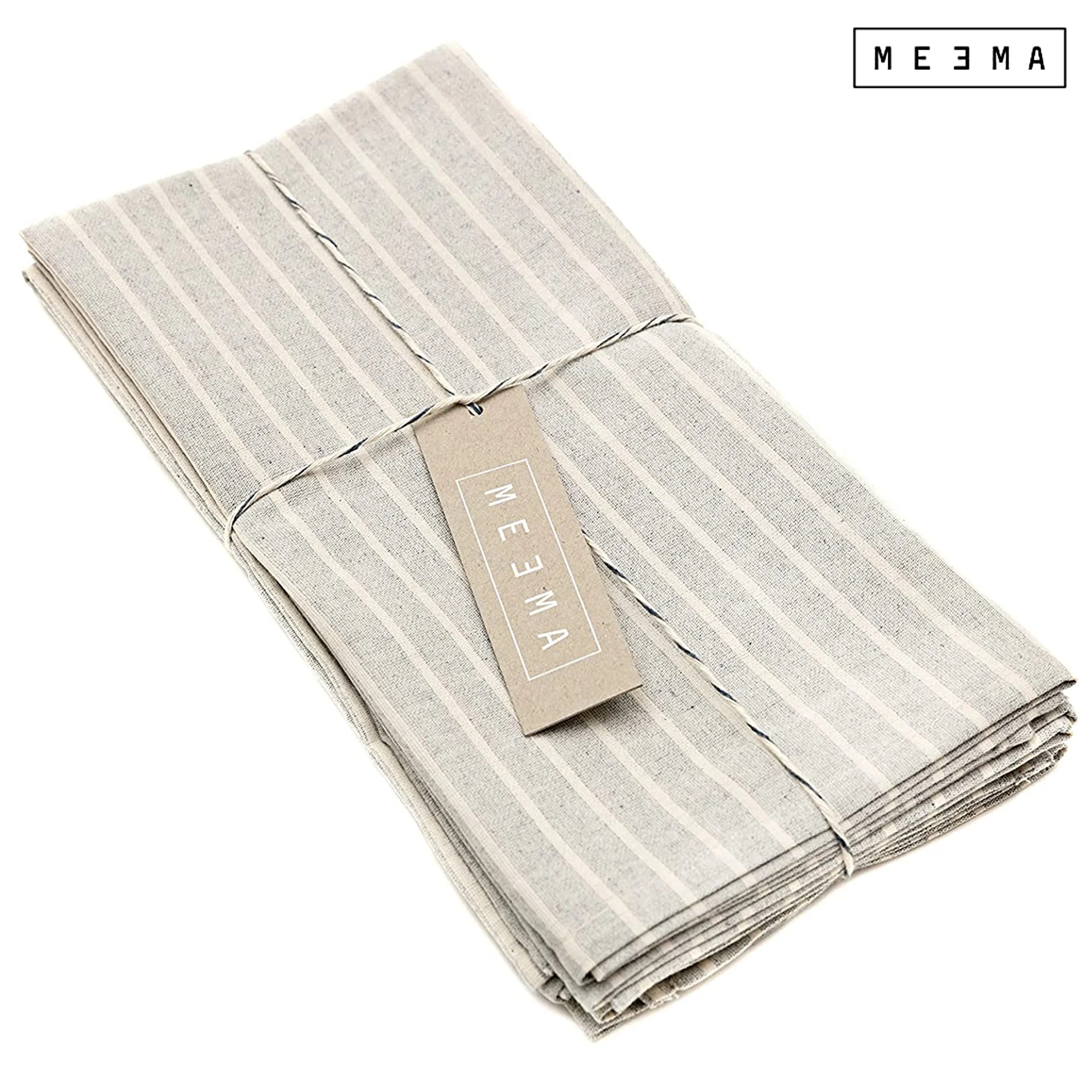 Meema Cloth Napkins Set of 4 Cotton, Striped Grey, Dinner Linen Christmas Napkins Washable- Table... | Walmart (US)