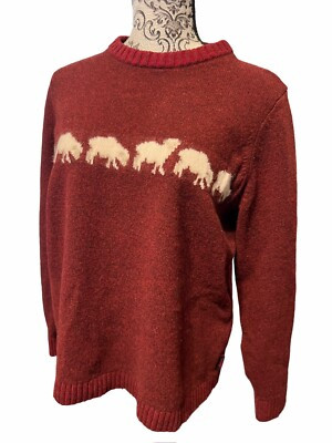 Woolrich Women’s Size X-Large 10% Lambs’  Wool Sheep Scene Sweater  Deep Ruby | eBay US