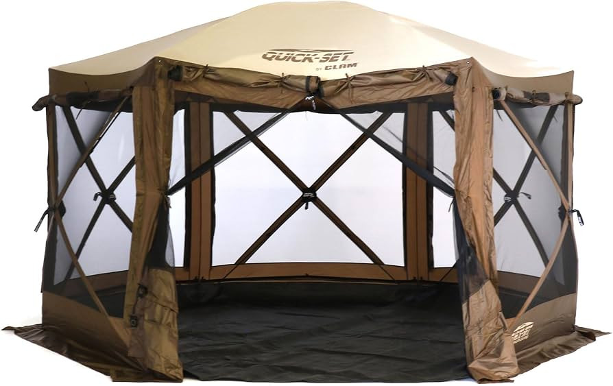 CLAM Quick-Set Pavilion 12.5 x 12.5 Ft Portable Pop-Up Outdoor Camping Screen Tent 6-Sided Canopy... | Amazon (US)