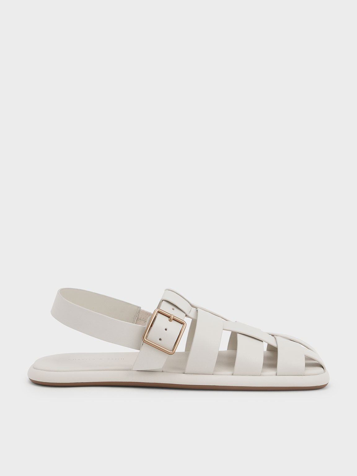 Metallic Buckle Caged Slingback Sandals
 - Chalk | Charles & Keith UK