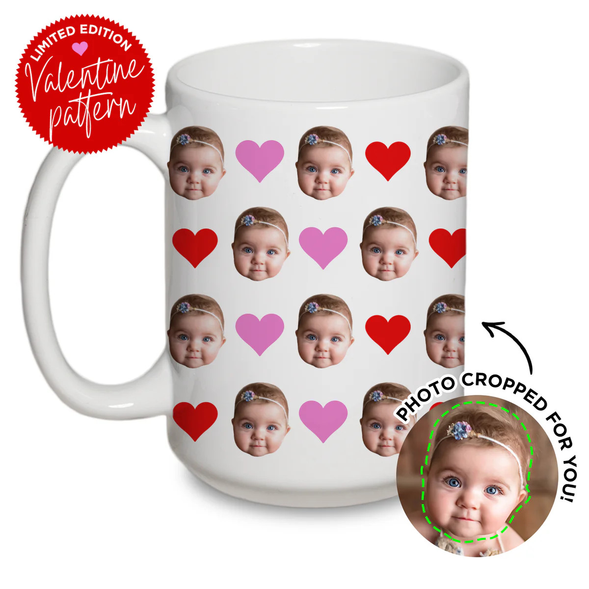 Personalized Heart Pattern Mug | Type League Press