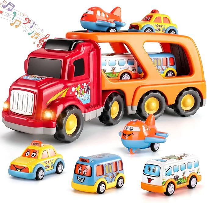 TEMI Toddler Carrier Truck Transport Vehicles Toys - 5 in 1 Toys for 3 4 5 6 7 Year Old Boys, Kid... | Amazon (US)