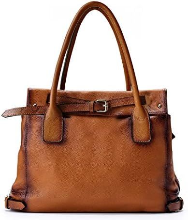 La Poet Women's Genuine Leather Shoulder Tote Bag with Zip (Camel) | Amazon (UK)