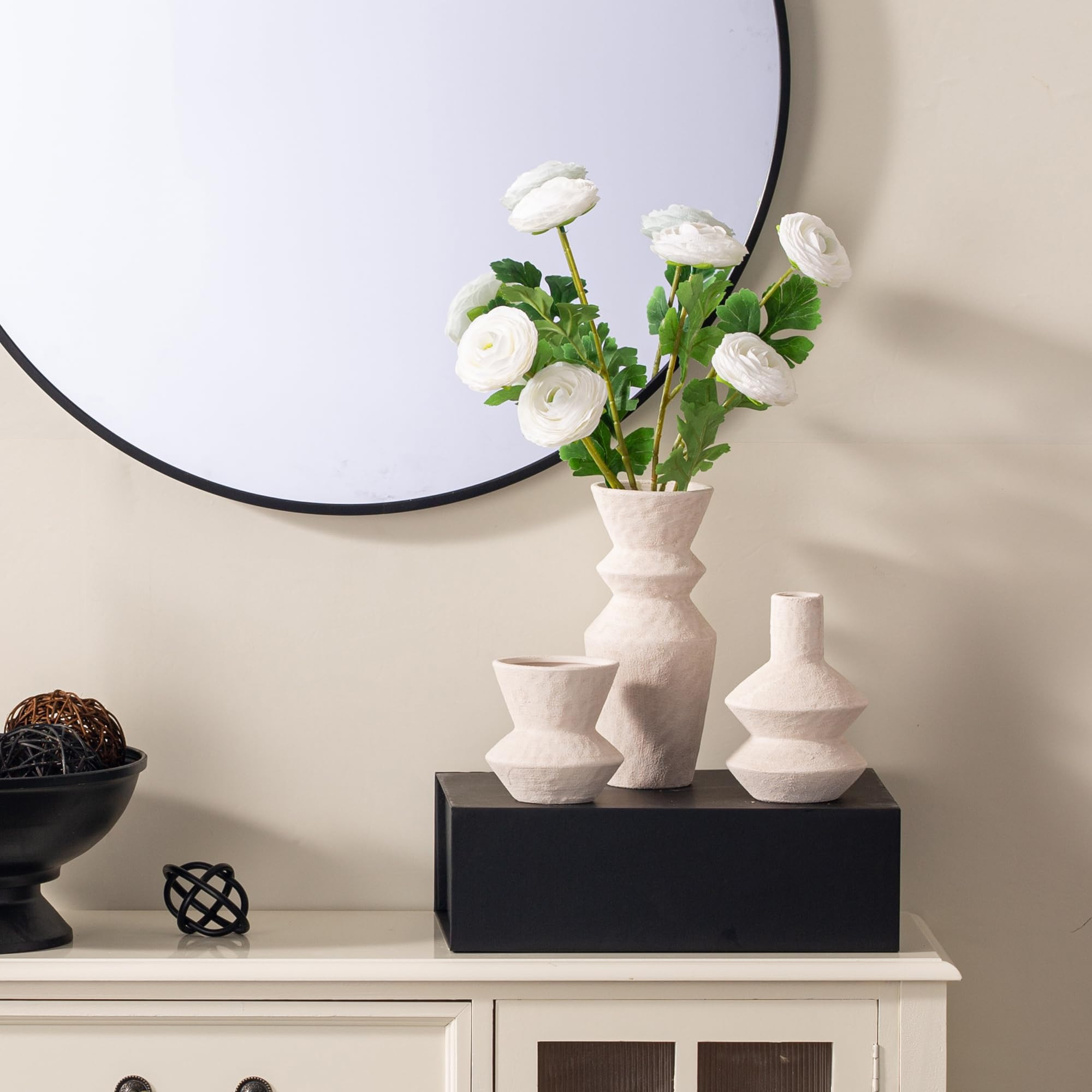 Ceramic Vase Home Table Decor - White Flower Vase Set of 3 Living Room Kitchen Decorations Farmho... | Amazon (US)