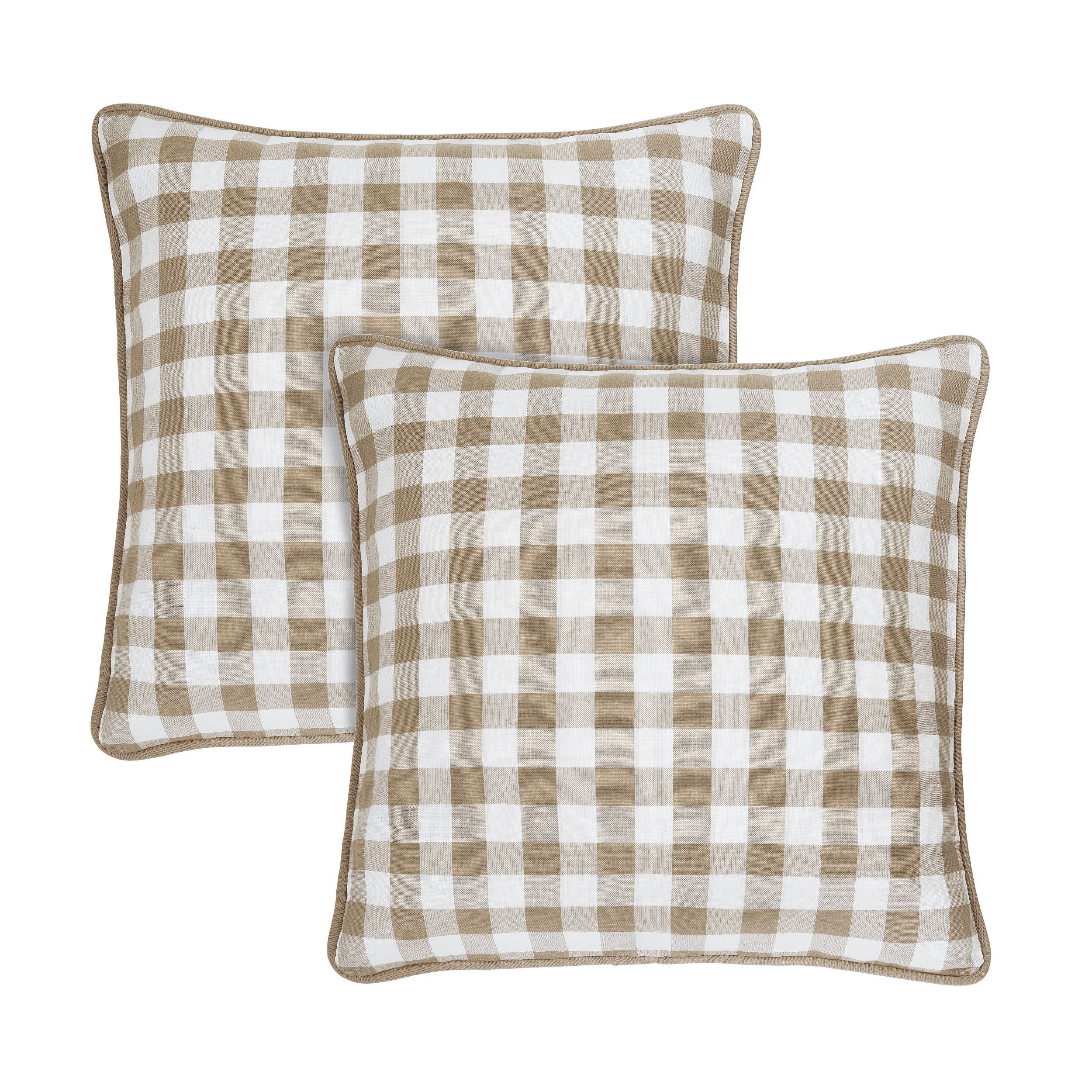 Achim Checkerboard Polyester/Cotton Modern Throw Pillow, 18" x 18", Brown, 2-Pieces | Walmart (US)