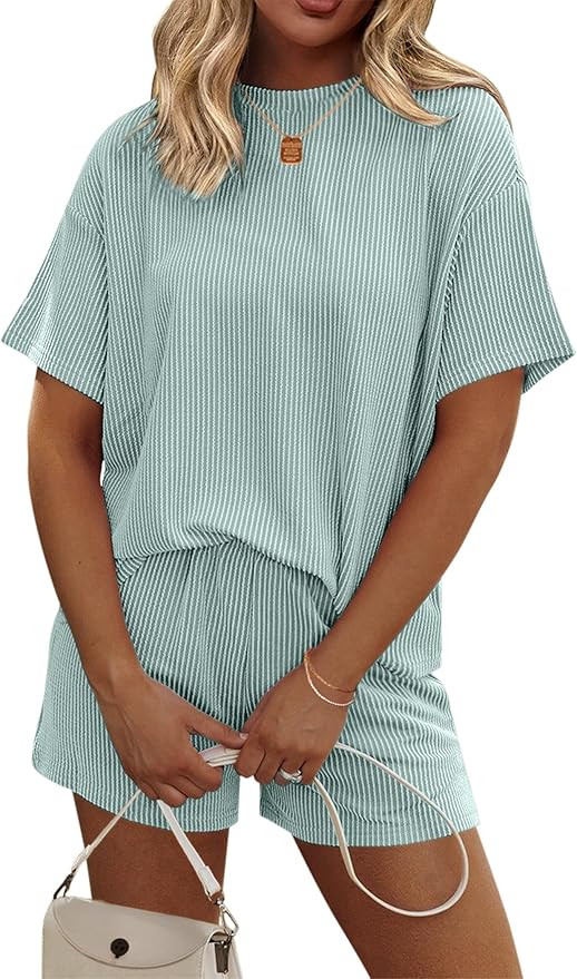 Ekouaer Womens Pajama Sets Short Sleeve Lounge Sets 2 Piece Pjs Tops and Shorts Outfits Matching ... | Amazon (US)