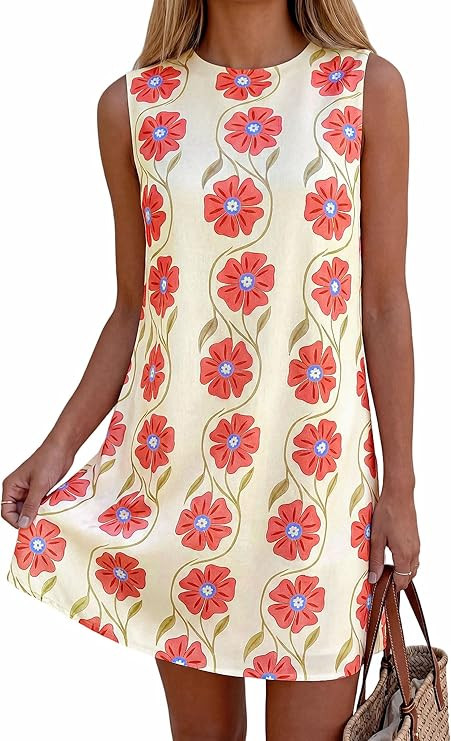 PRETTYGARDEN Sundresses for Women 2026 Summer Elegant Floral A Line Short Party Dress Beach Vacat... | Amazon (US)