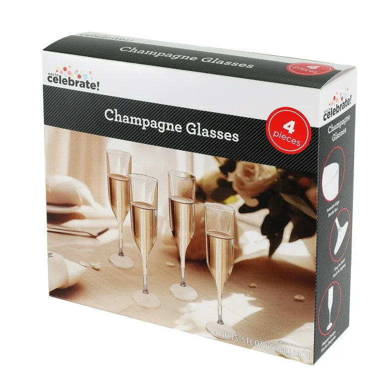 4 Champagne Glasses, 5 FL OZ, 4 Pieces, by Way to Celebrate | Walmart (US)