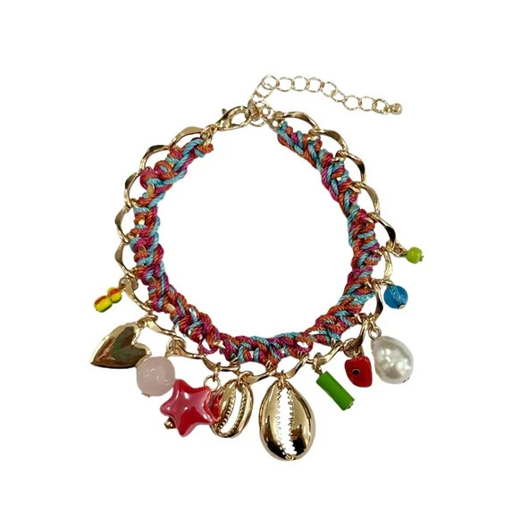 No Boundaries Multicolor Thread Chunky Shell Charm Bracelet for Female Adults and Teens | Walmart (US)