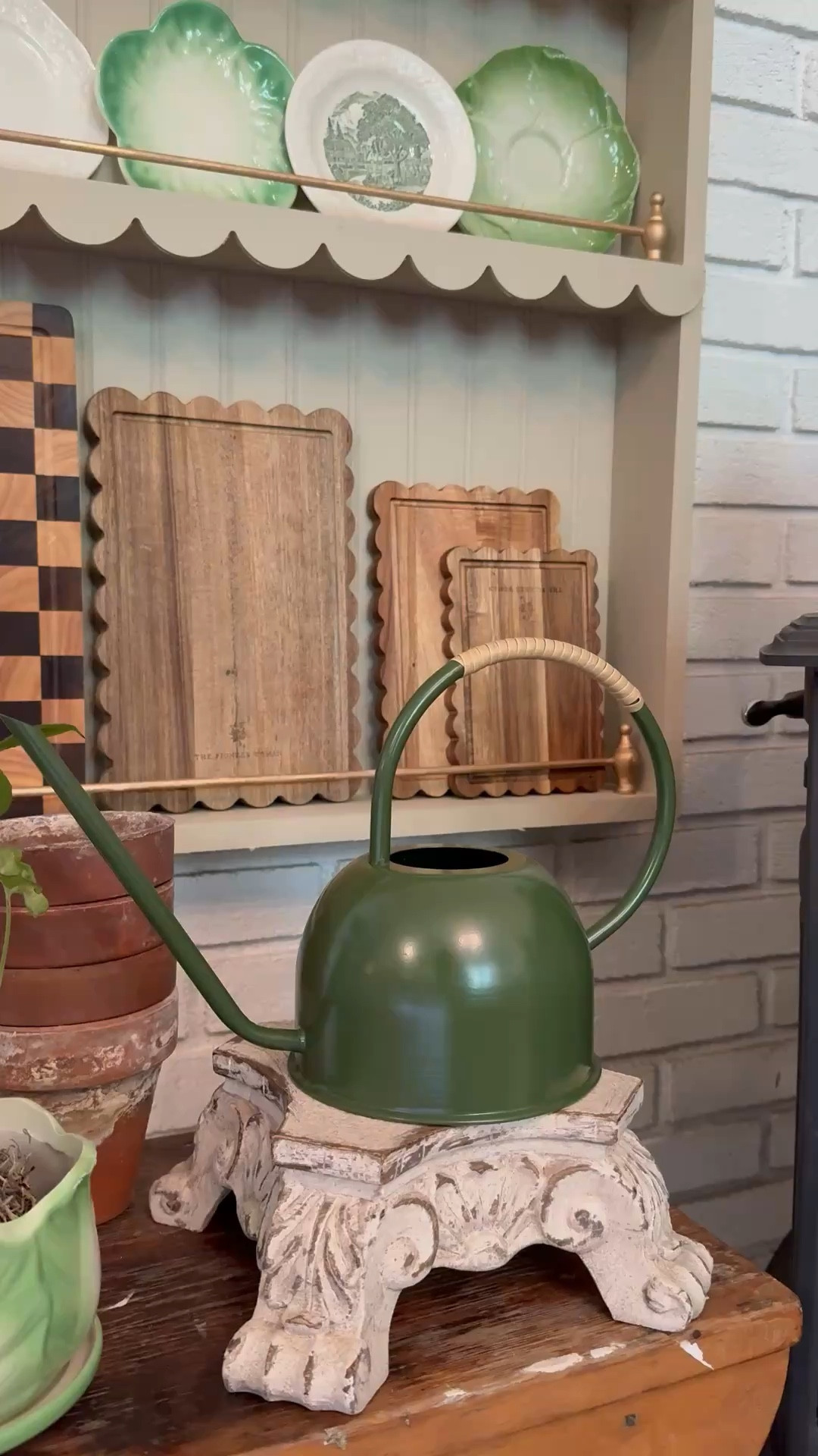 If your shelves feel like they’re missing something… it’s usually a piece like this 🤍 I love mixing in functional items to break up decor—this watering can adds height, texture, and actually belongs in the space. It’s one of those pieces that makes everything around it look more styled.


#LTKhome #LTKstyling #shelfstyling #homestyling #collectedhome #cottagecoredecor #layeredhome #cozycorners #vintagestyle #homedetails
