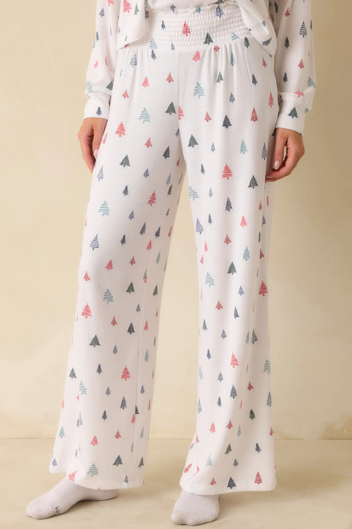 Z Supply White Multi Dawn Tree Pajama Pants | Red Dress