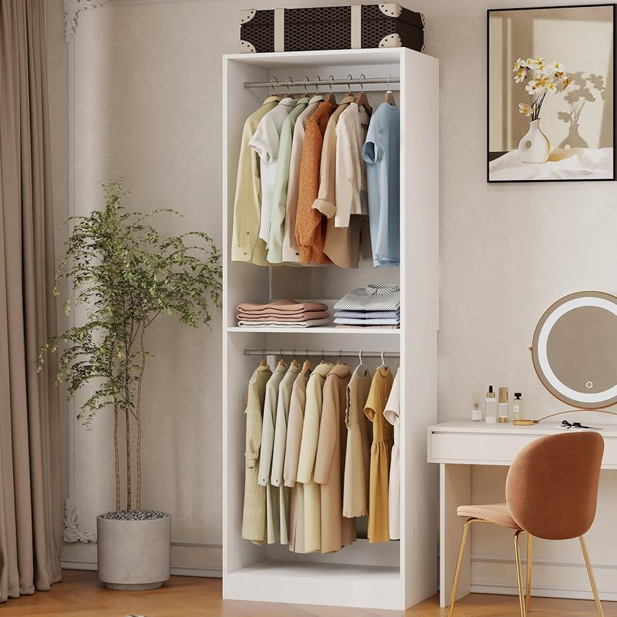 2FT Closet Organizer System with Double Hanging Rods，81" Tall Modular Closet System, Stand-Alon... | Amazon (US)