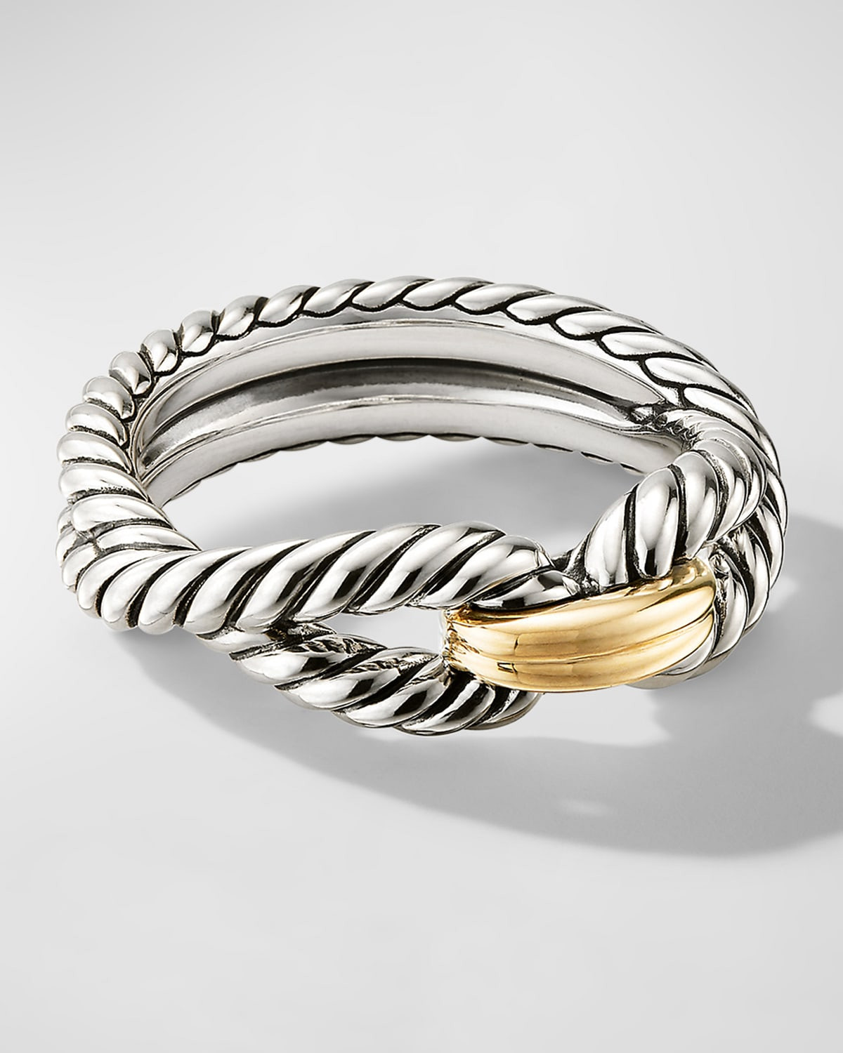 Cable Loop Ring in Silver with 18K Gold, 8mm | Neiman Marcus