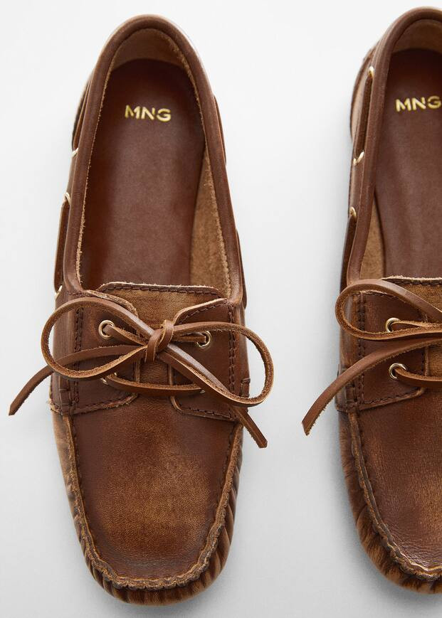Leather boat shoes -  Women | Mango United Kingdom | MANGO (UK)