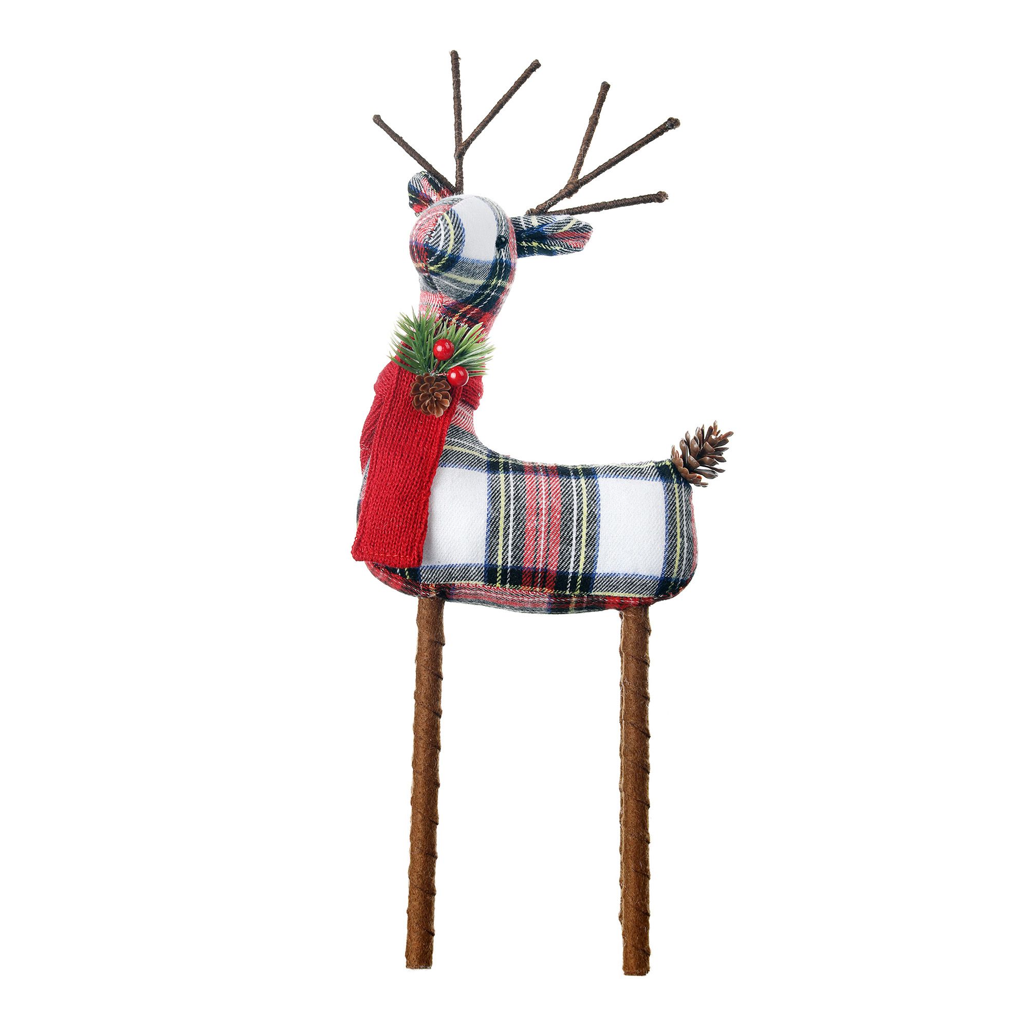 Holiday Time Red & Blue Plaid Fabric Christmas Reindeer, 16" - Walmart.com | Walmart (US)