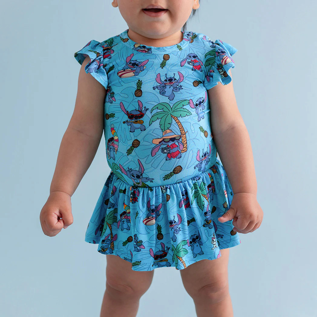 Experiment 626 Blue Baby Girl Twirl Skirt Bodysuit | Disney Tropical Stitch | Posh Peanut