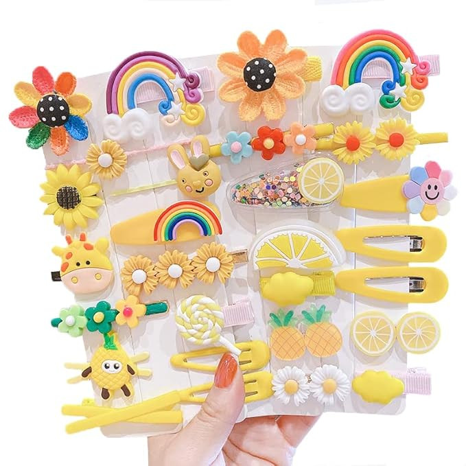 28 PCS Cute Hair Clips Fashion Girls Hair Accessories Flower Fruit Colorful Rainbow Candy Dessert... | Amazon (US)