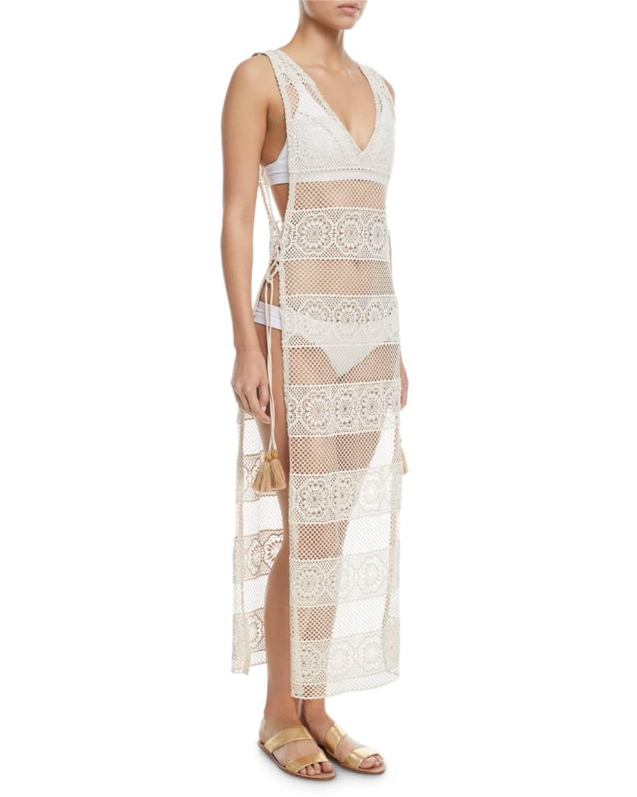 PQ Swim Joy Lace Long Coverup w/ Tie Sides | Neiman Marcus