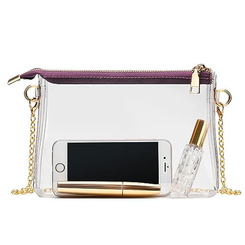 BS-VOG Clear Purse for Women Stadium Approved, Small Clear Crossbody Bag with Zipper, Clear Stadium Bag for Concerts Sports | Amazon (US)