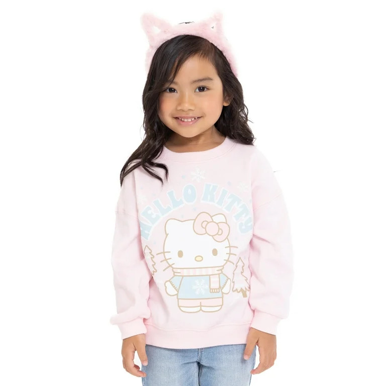 Hello Kitty Toddler Girls Holiday Crewneck Sweatshirt, Sizes 12M-5T | Walmart (US)
