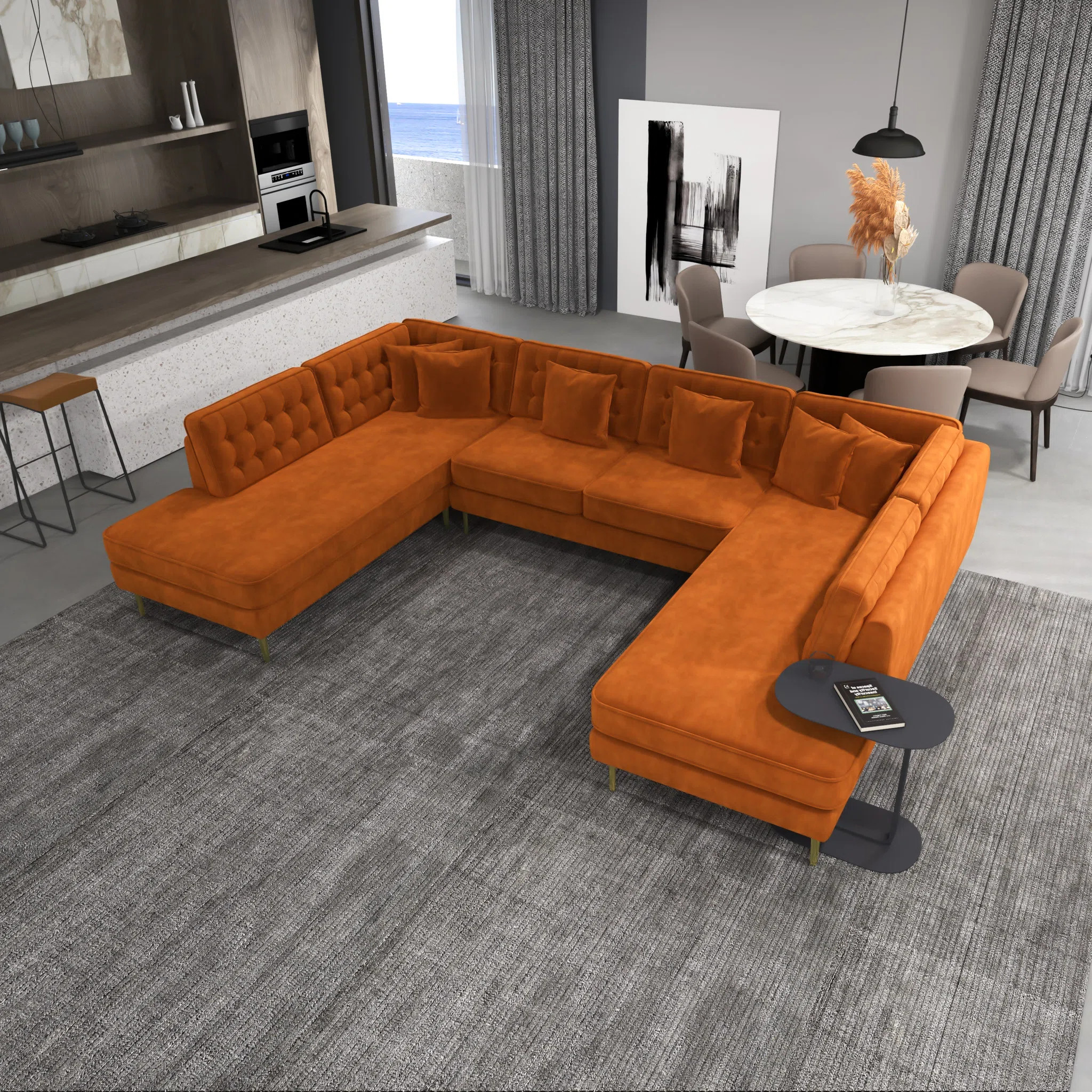 Tyne 3 - Piece Velvet Sectional | Wayfair North America