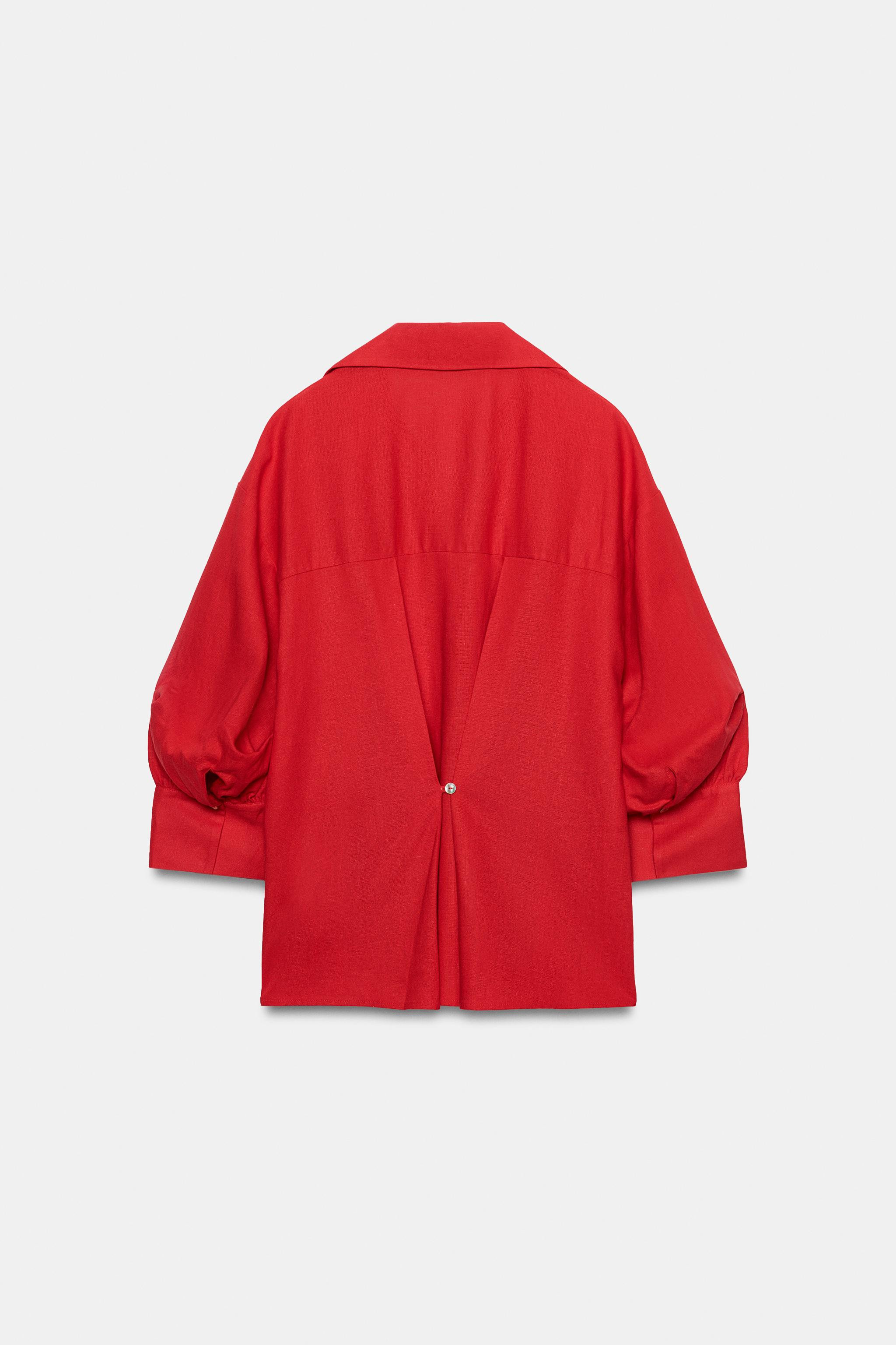 LINEN BLEND PUFF SLEEVE SHIRT | Zara UK