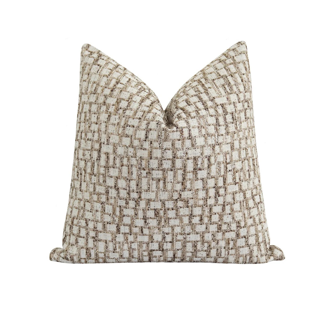 Variegated Check Pecan Pillow Cover, Woven Pillow Cover, 18 20 20 Textured Pillow Cover DOUBLE SI... | Etsy (US)