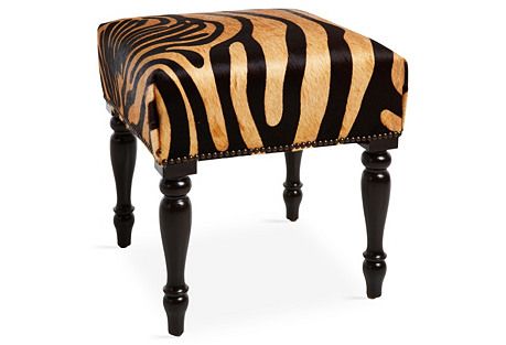 Sophie Stool, Zebra Hide | One Kings Lane