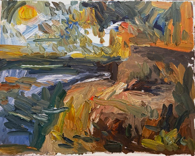 16x20 Sunset Seascape Abstract Impressionist Oil Painting On Canvas | eBay US