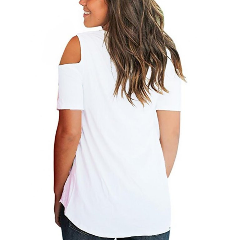 SUMMER FASHION WOMEN's V-NECK-COLLEGE CROSS-SHOULDER SHORT-SLEEVED LOOSE T-Shirt - Walmart.com | Walmart (US)