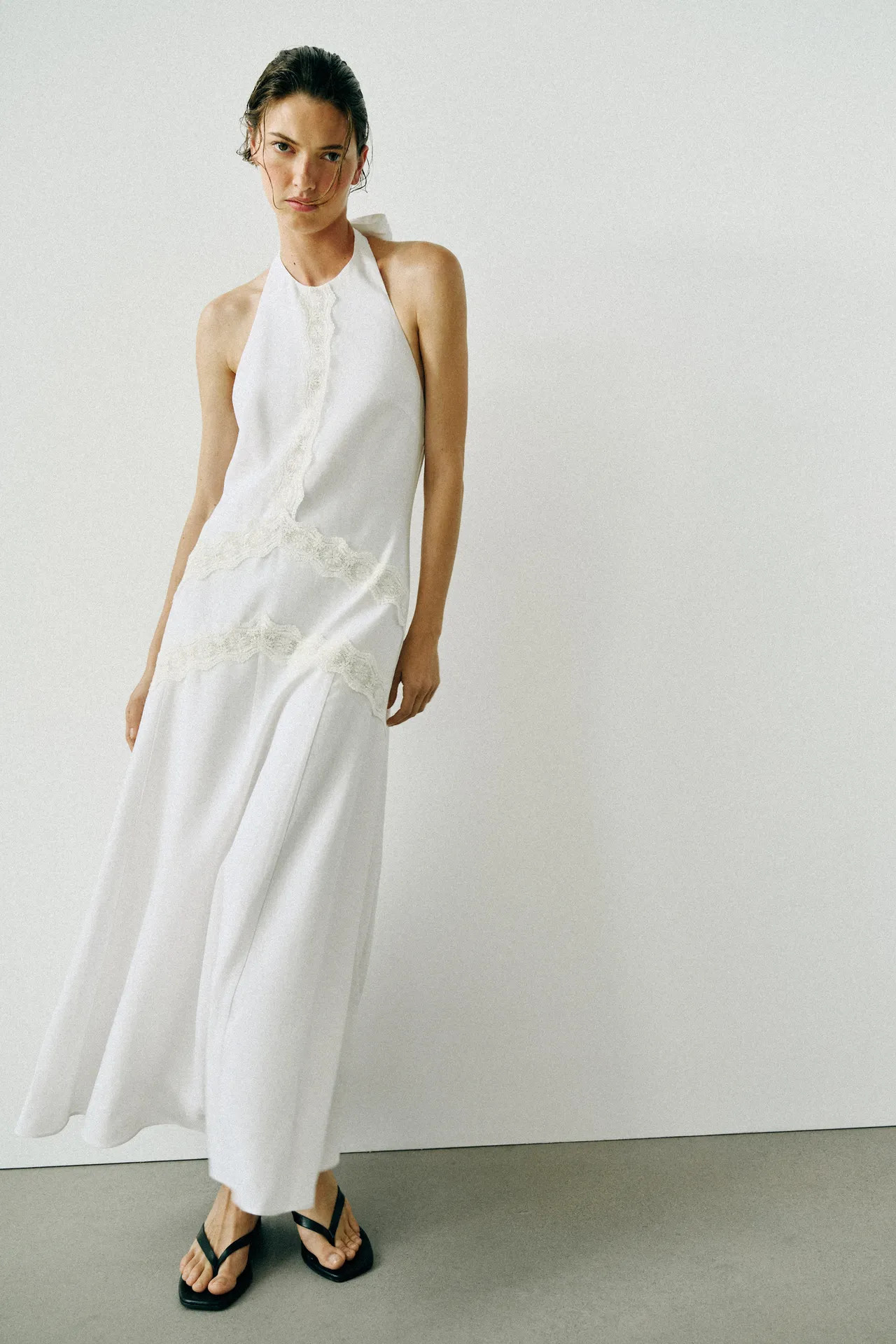 COMBINATION LINEN MIDI DRESS | Zara US