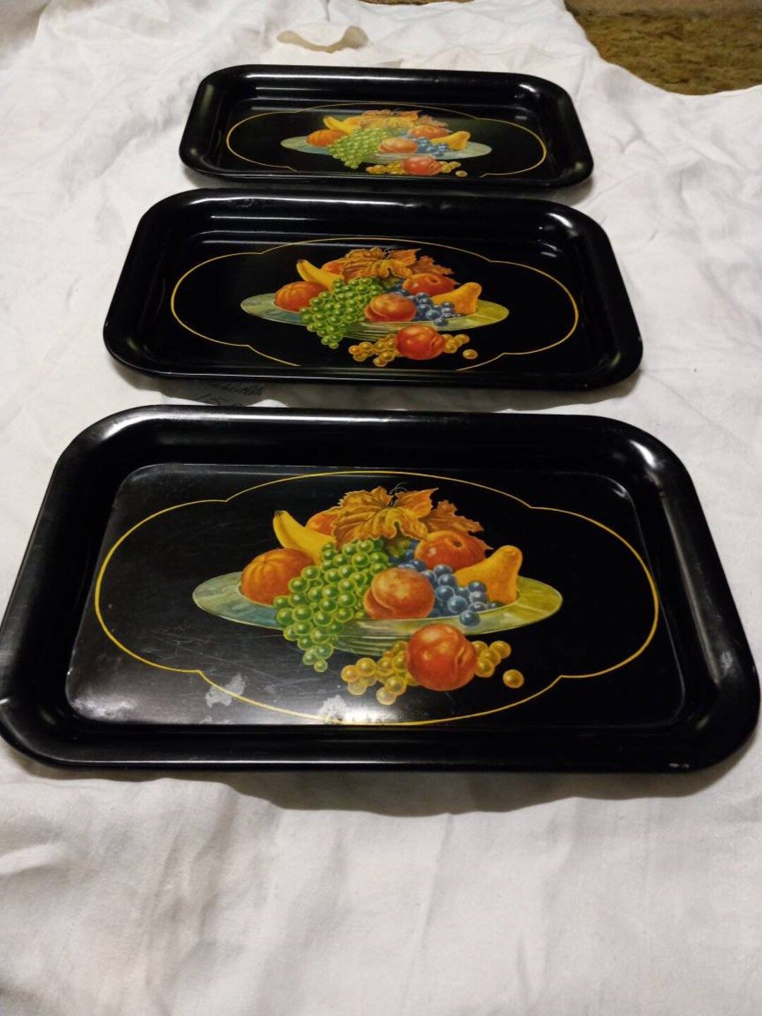Black Metal Fruit Trays Set of 3 Colorful Fruit Trays | Etsy (US)