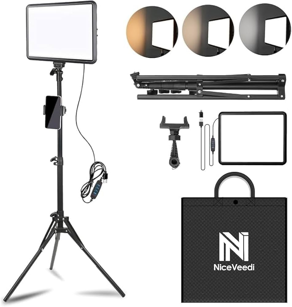 1-Pack LED Video Light Kit, NiceVeedi Photography Lighting Kit, 2800-6500K Dimmable Studio Light ... | Amazon (US)
