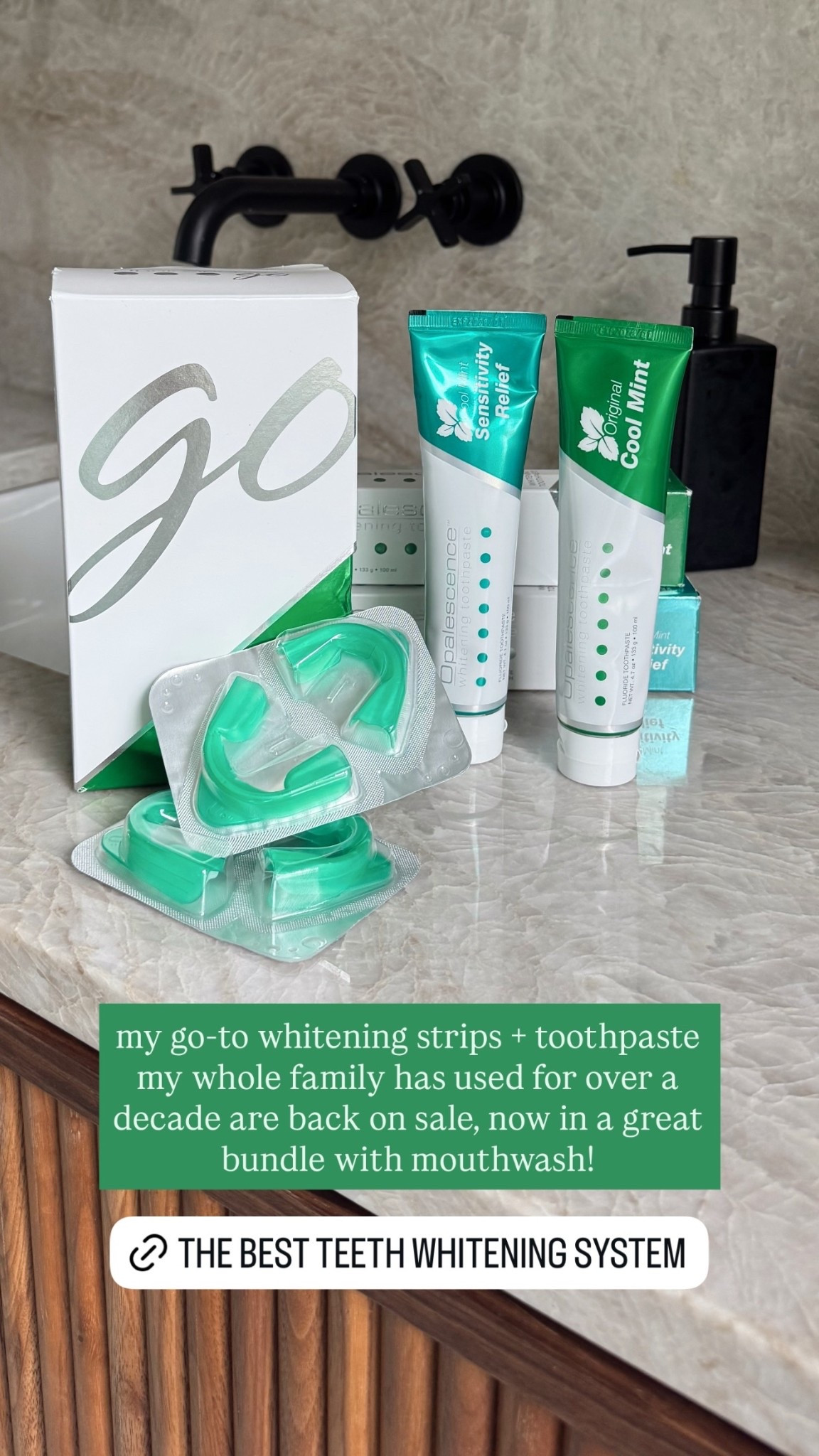 my go-to whitening strips + toothpaste my whole family has used for over a decade are back on sale, now in a great bundle with mouthwash! @opalescencewhitening