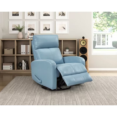 Genuine Leather Glider Swivel Recliner Chair with Solid Wood and Comfortable Cushions | Target