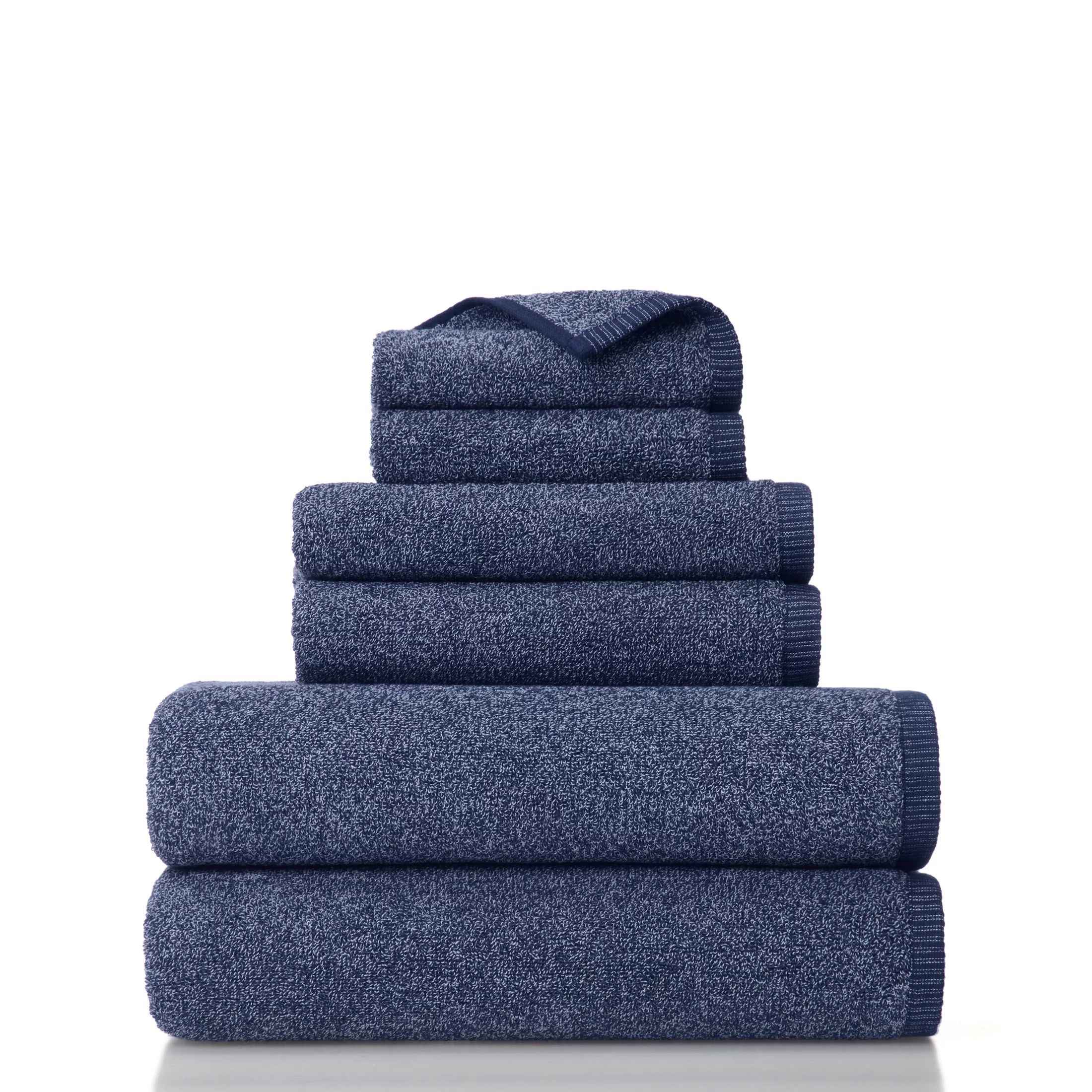 Gap Home Melange Organic Cotton 6 Piece Bath Towel Set Navy - Walmart.com | Walmart (US)