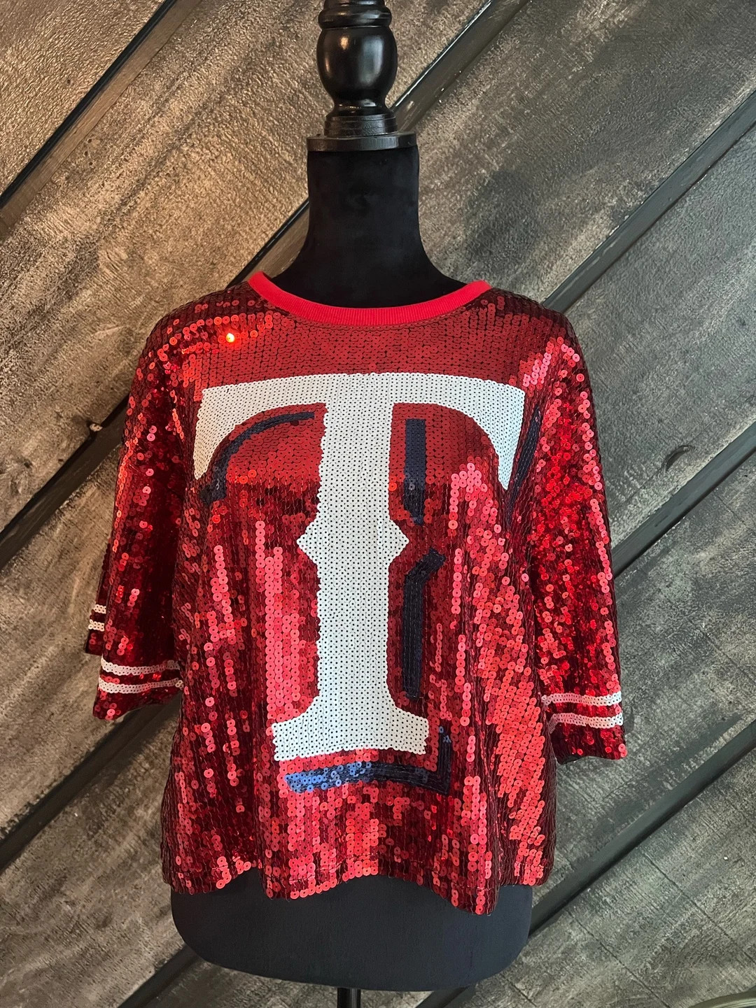 Texas Rangers Sequin Crop Top! - Etsy | Etsy (US)