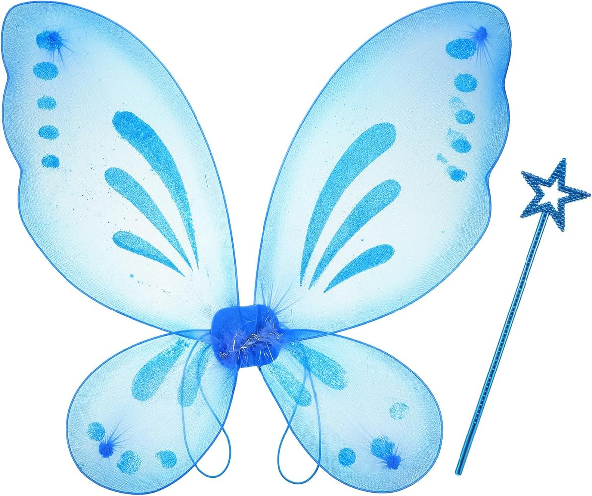 Sratte Fairy Princess Butterfly Wings Girls Kids Butterfly Costumes Set Star Wands Adults Christm... | Amazon (US)