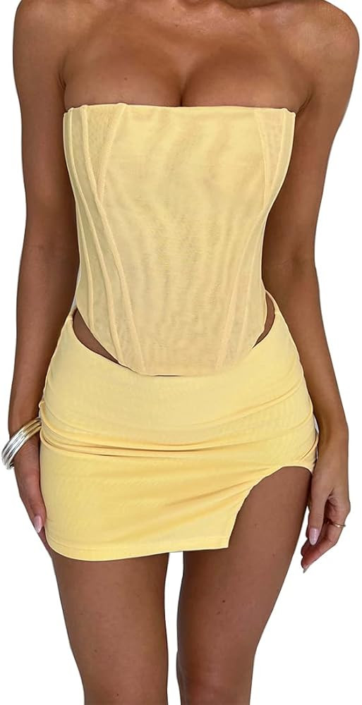 SHESEEWORLD Women's Sexy Split Slit Hem Club Bodycon Pencil Mini Skirt | Amazon (US)