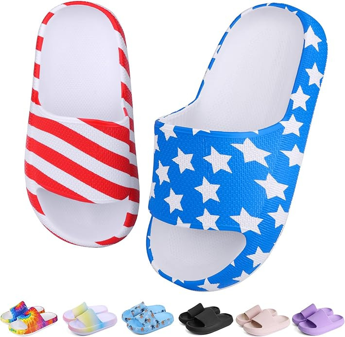 KOUECI Kids Cloud Slides Boys Girls Shower Slippers Slip on Slide Sandals Non-slip Summer Beach P... | Amazon (US)