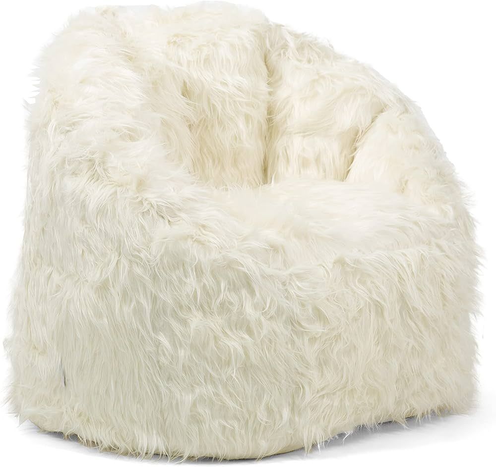 "Big Joe Milano Beanbag Chair Ivory Shag" | Amazon (US)