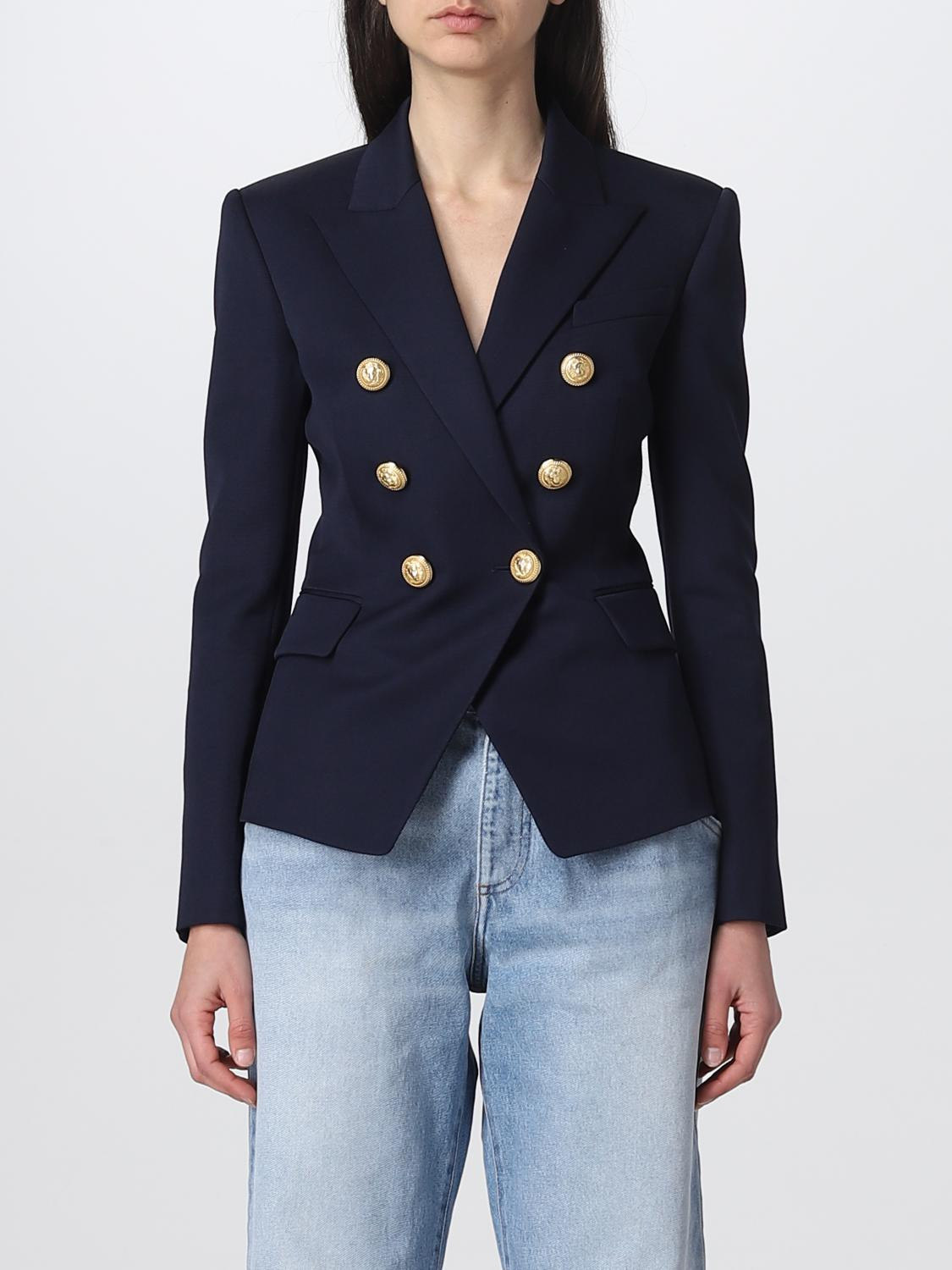 Blazer BALMAIN Woman colour Marine | Giglio.com - Global Italian fashion boutique