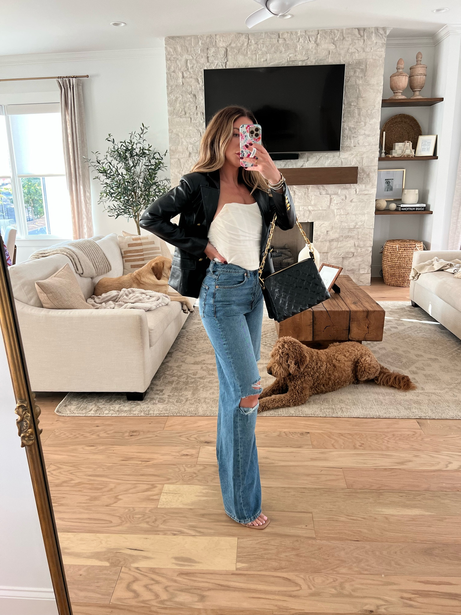 Fall girls night outfit 
Date night outfit 
Faux leather jacket - in the xs 
Amazon corset top - 2/4
Jeans - true to size ! 

#LTKstyletip #LTKunder100 #LTKcurves