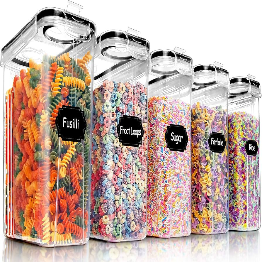 PRAKI 5PCS Cereal Containers Storage Set, BPA-Free Airtight Food Storage Container Set with Lids,... | Amazon (CA)